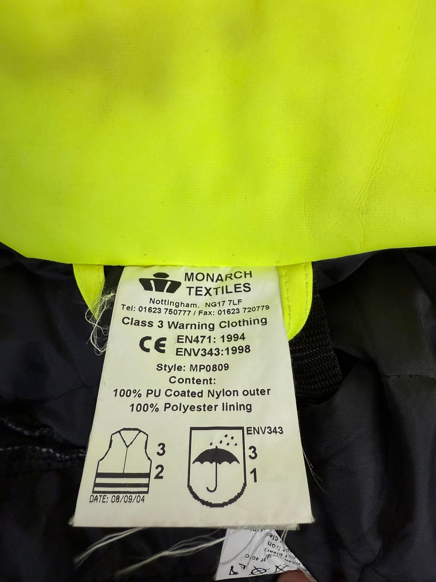 Ex Police Hi-Vis Waterproof Jacket Raincoat LARGE Collectors Memorabilia Display