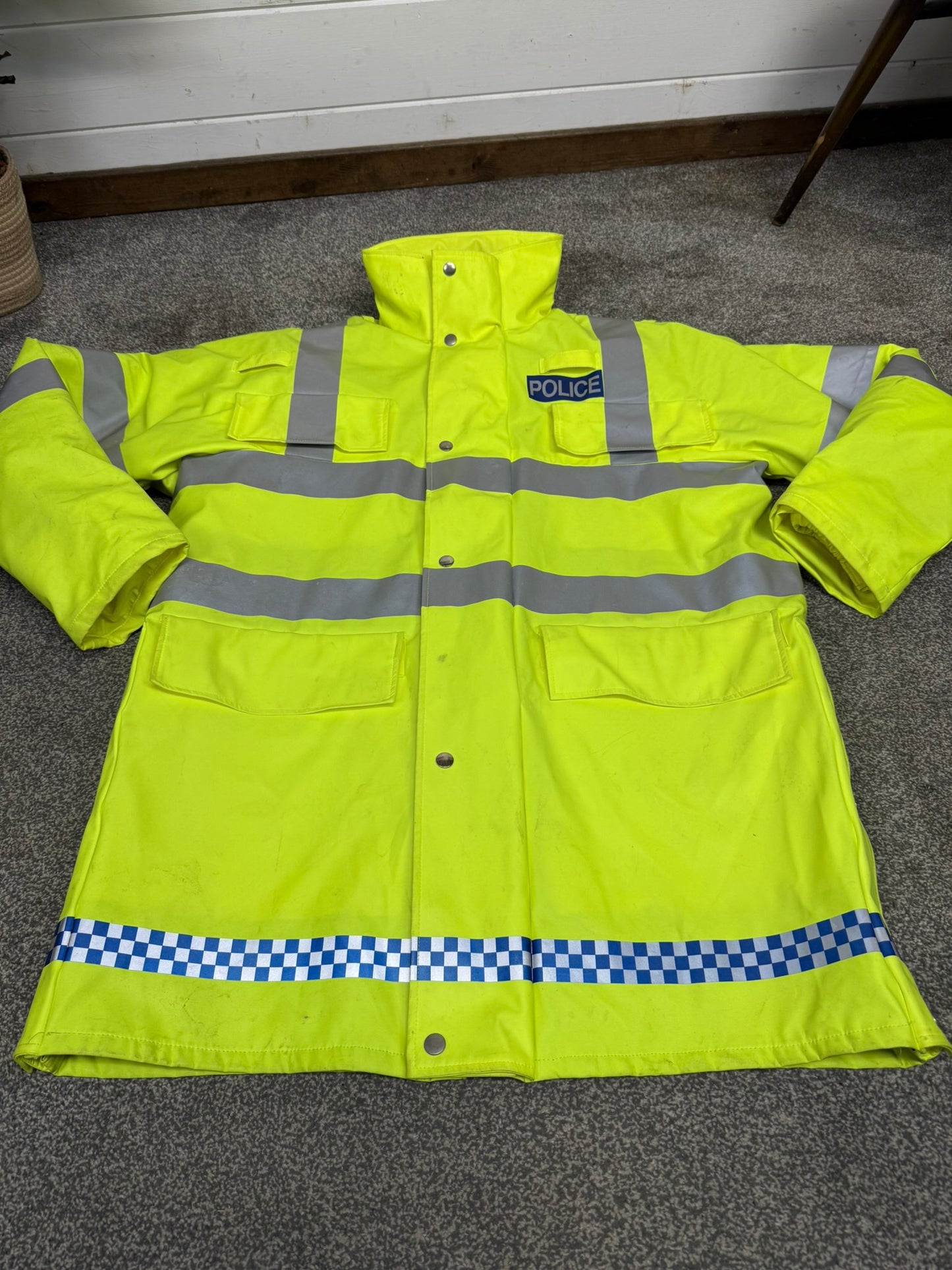Ex Police Hi-Vis Waterproof Jacket Raincoat LARGE Collectors Memorabilia Display