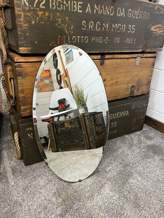 Vintage Oval Frameless Wall Mirror Boho Art Nouveau Retro Art Deco Home Decor