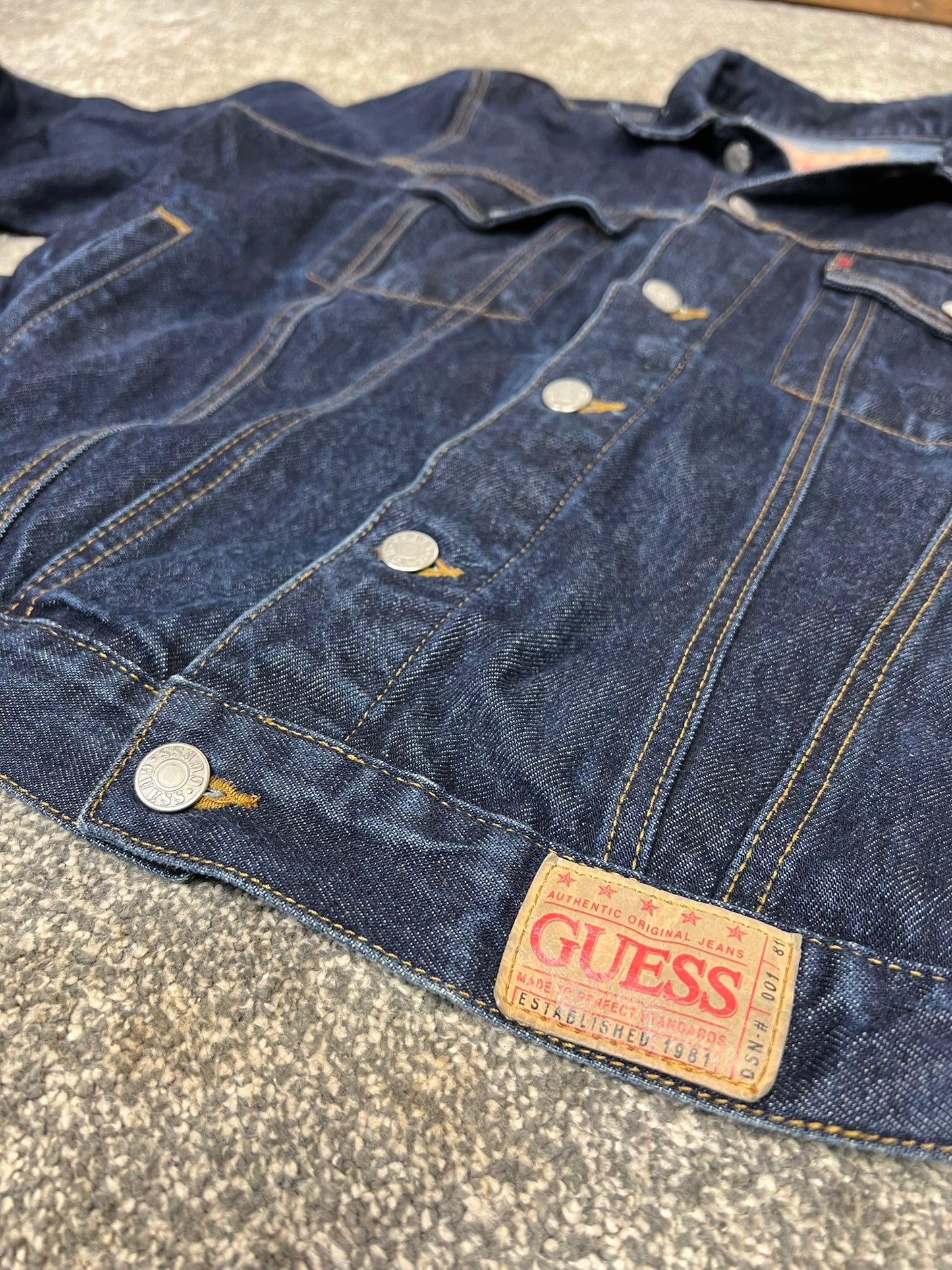 Vintage Guess Denim Jacket LARGE - 80's 90's Y2K Trucker Jacket