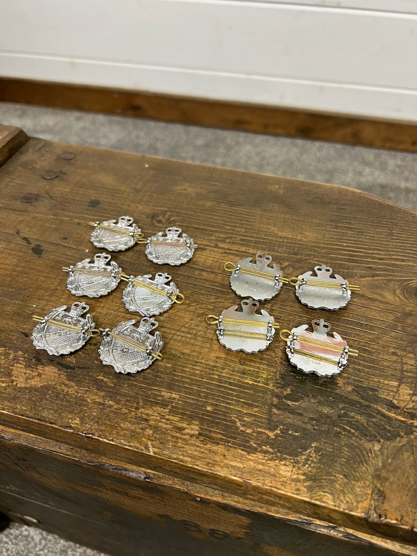 2x Vintage Norfolk Constabulary Police Collar Badges PAIR With Queen's Crown