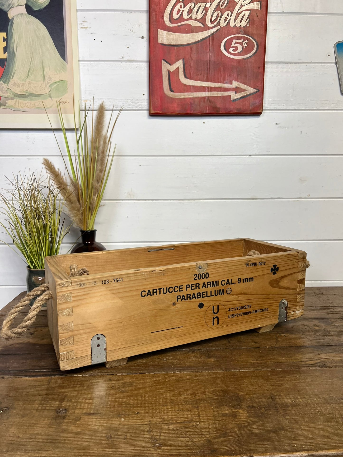 Vintage Wooden Box Reclaimed Small Military Ammo Box Crate Rustic Home Farmhouse Storage