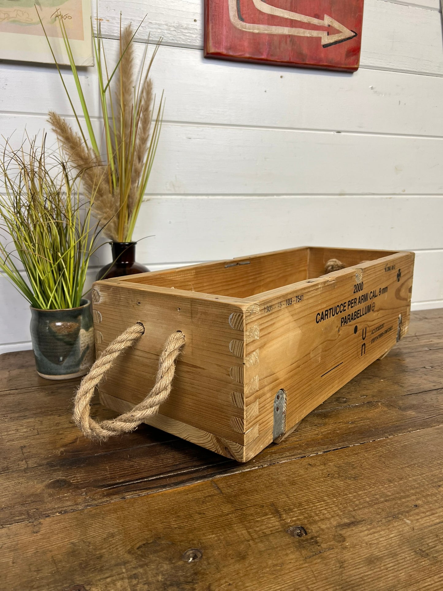 Vintage Wooden Box Reclaimed Small Military Ammo Box Crate Rustic Home Farmhouse Storage