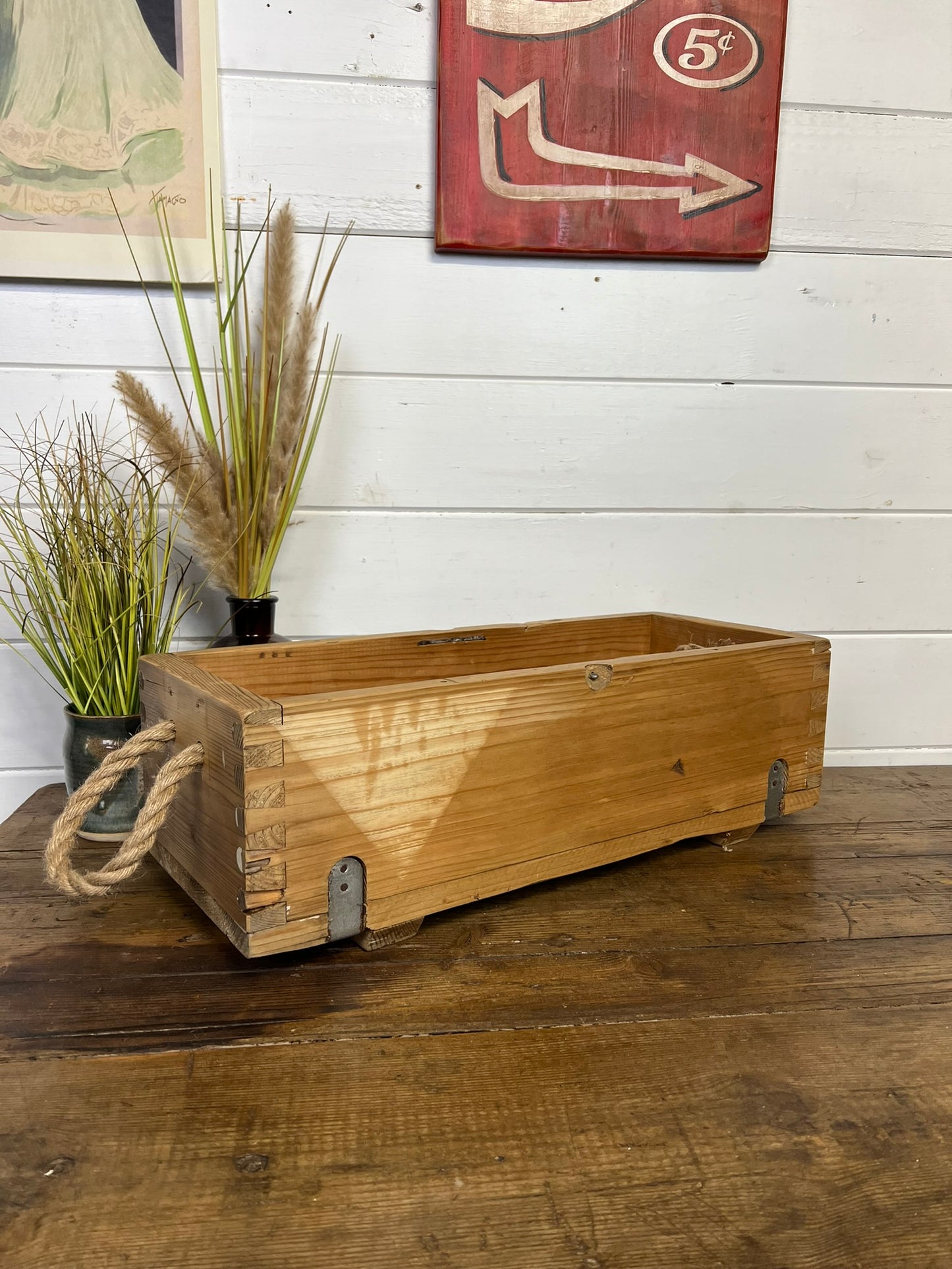 Vintage Wooden Box Reclaimed Small Military Ammo Box Crate Rustic Home Farmhouse Storage