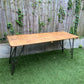 Rustic Vintage Wooden Folding Trestle Table Metal Legs Industrial Farmhouse Dining Garden Reclaimed Army