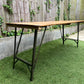 Rustic Vintage Wooden Folding Trestle Table Metal Legs Industrial Farmhouse Dining Garden Reclaimed Army