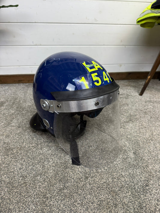 Ex Police Riot Helmet Defender Genuine Obsolete Collectible Theatre Display Fancy Dress Airsoft Paintball