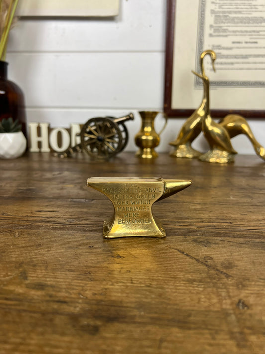 Small Brass Anvil Gretna Green Marriage Gift Blacksmith Desk Paperweight Decor