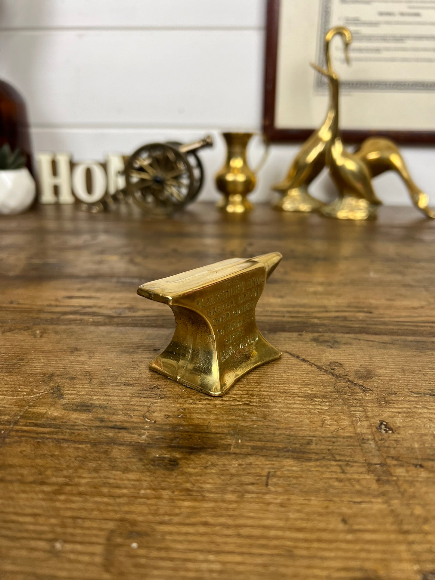 Small Brass Anvil Gretna Green Marriage Gift Blacksmith Desk Paperweight Decor