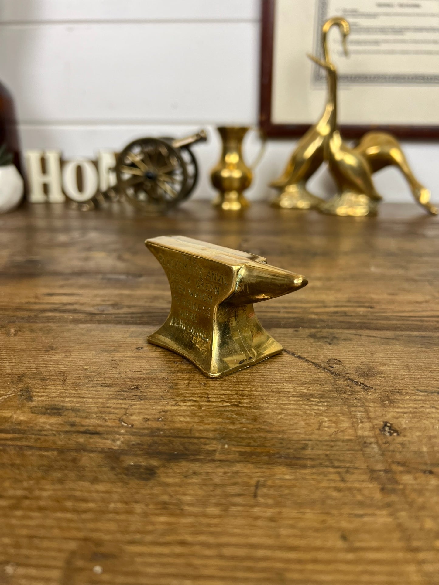 Small Brass Anvil Gretna Green Marriage Gift Blacksmith Desk Paperweight Decor