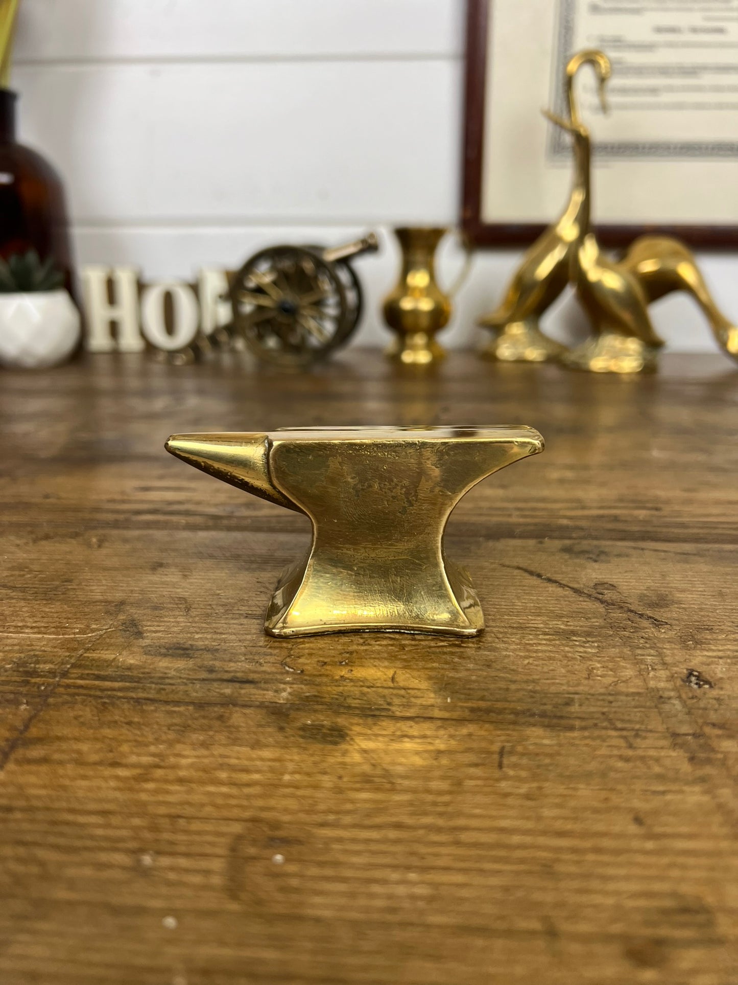 Small Brass Anvil Gretna Green Marriage Gift Blacksmith Desk Paperweight Decor