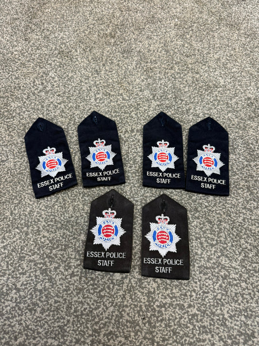 3x Essex Police Staff Epaulette Pairs TV Film Uniform Prop Collector Display