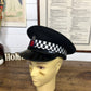 Vintage Ex British Police Black Peak Cap 57cm Obsolete Essex Badge Collector Film Prop Display