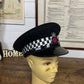 Vintage Ex British Police Black Peak Cap 57cm Obsolete Essex Badge Collector Film Prop Display