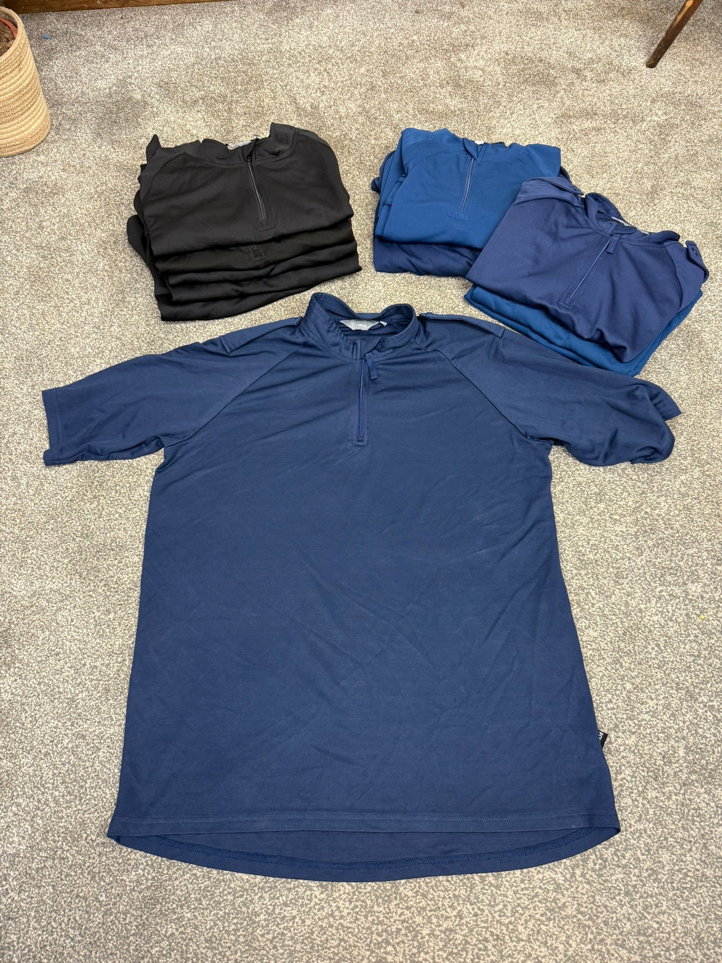 11x Ex Police Black & Blue Wicking T-Shirts Job Lot Film Uniform Security