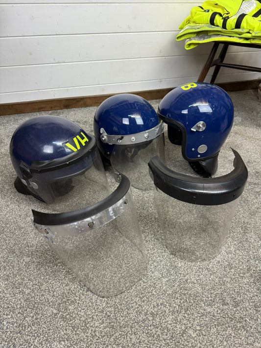 3x Ex Police Riot Helmet Job Lot Spares / Repair Film TV Prop Paintball Airsoft