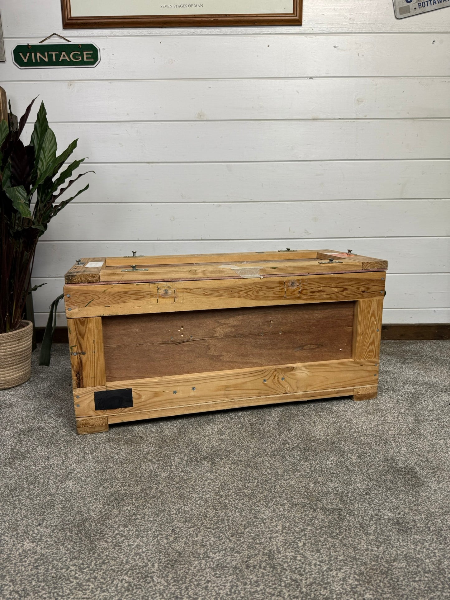 Large Wooden Chest Box Ex Military Army Upcycle Blanket Box Storage Trunk
