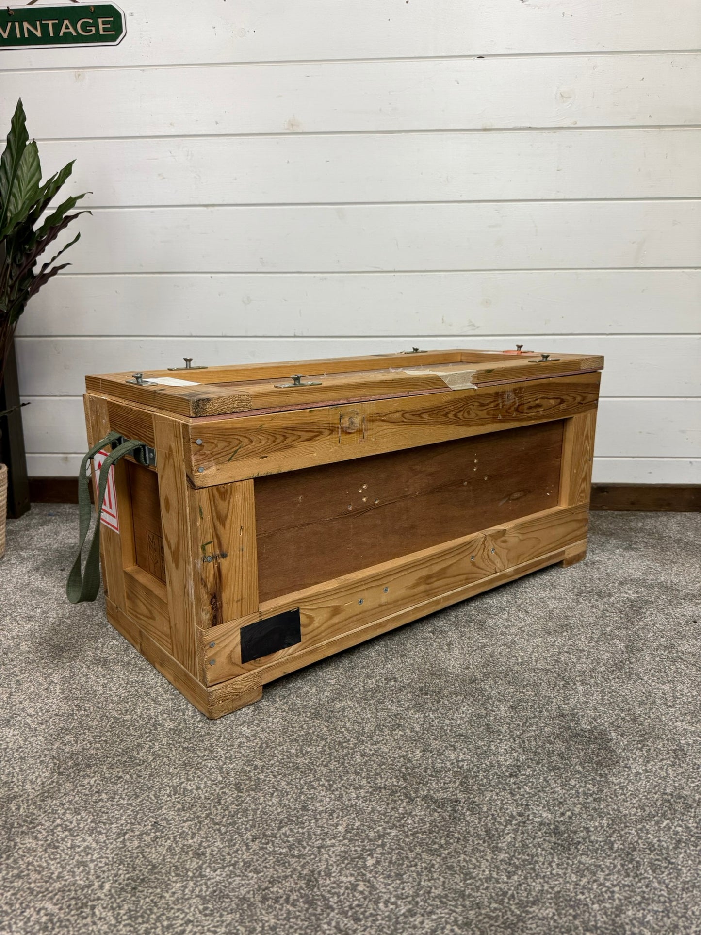 Large Wooden Chest Box Ex Military Army Upcycle Blanket Box Storage Trunk