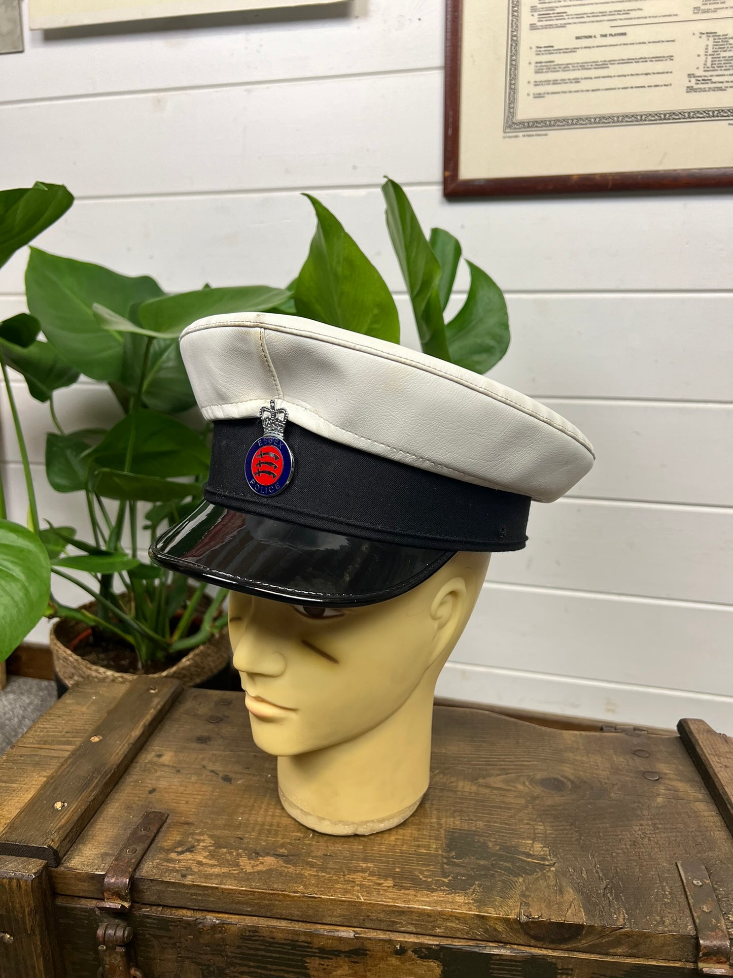 Vintage Ex Essex Police Traffic Officers Peak Cap 60cm Obsolete Badge Collector Film Prop Display