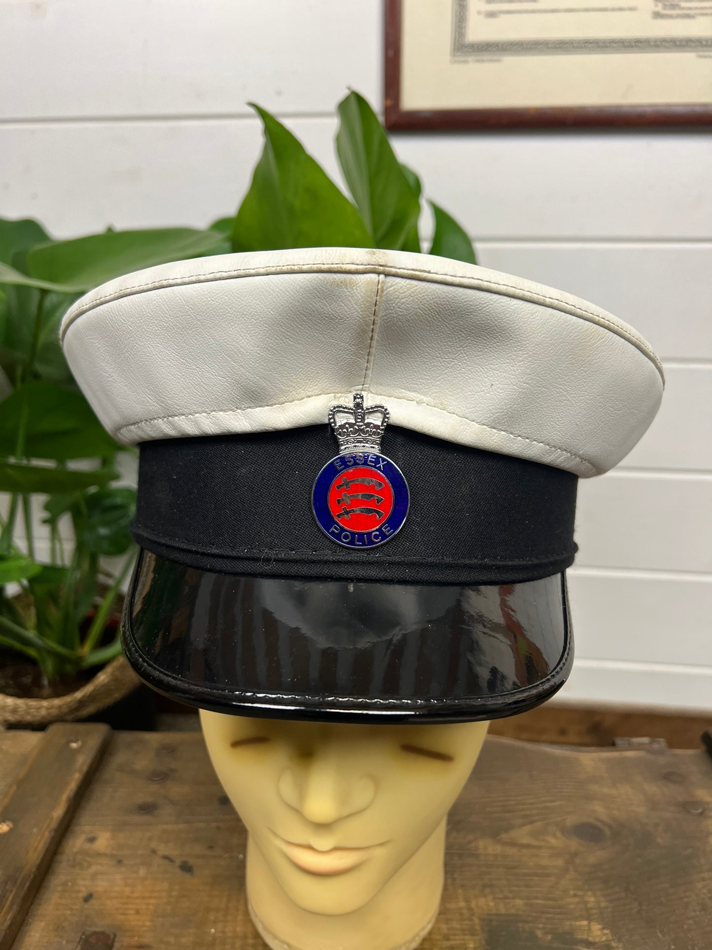 Vintage Ex Essex Police Traffic Officers Peak Cap 60cm Obsolete Badge Collector Film Prop Display