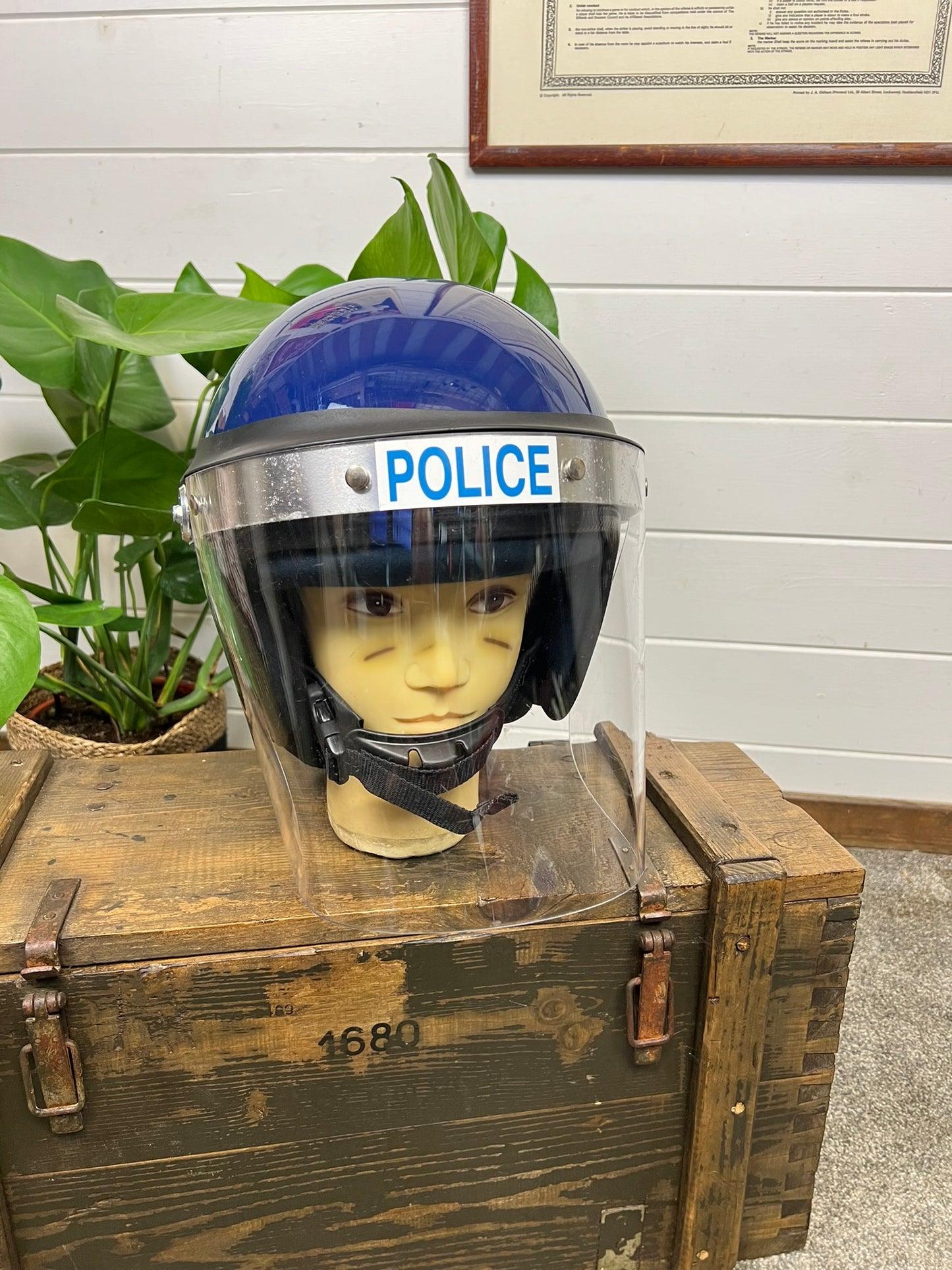 Genuine Ex Police Riot Helmet Obsolete Public Order Protection LARGE Security Film Prop Display