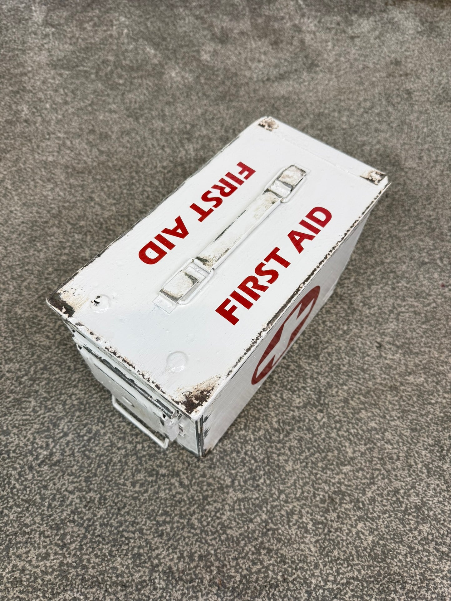 Metal First Aid Ammo Box 50cal Army Medic Distressed Reclaimed Industrial Decor