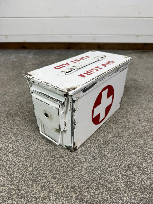 Metal First Aid Ammo Box 50cal Army Medic Distressed Reclaimed Industrial Decor