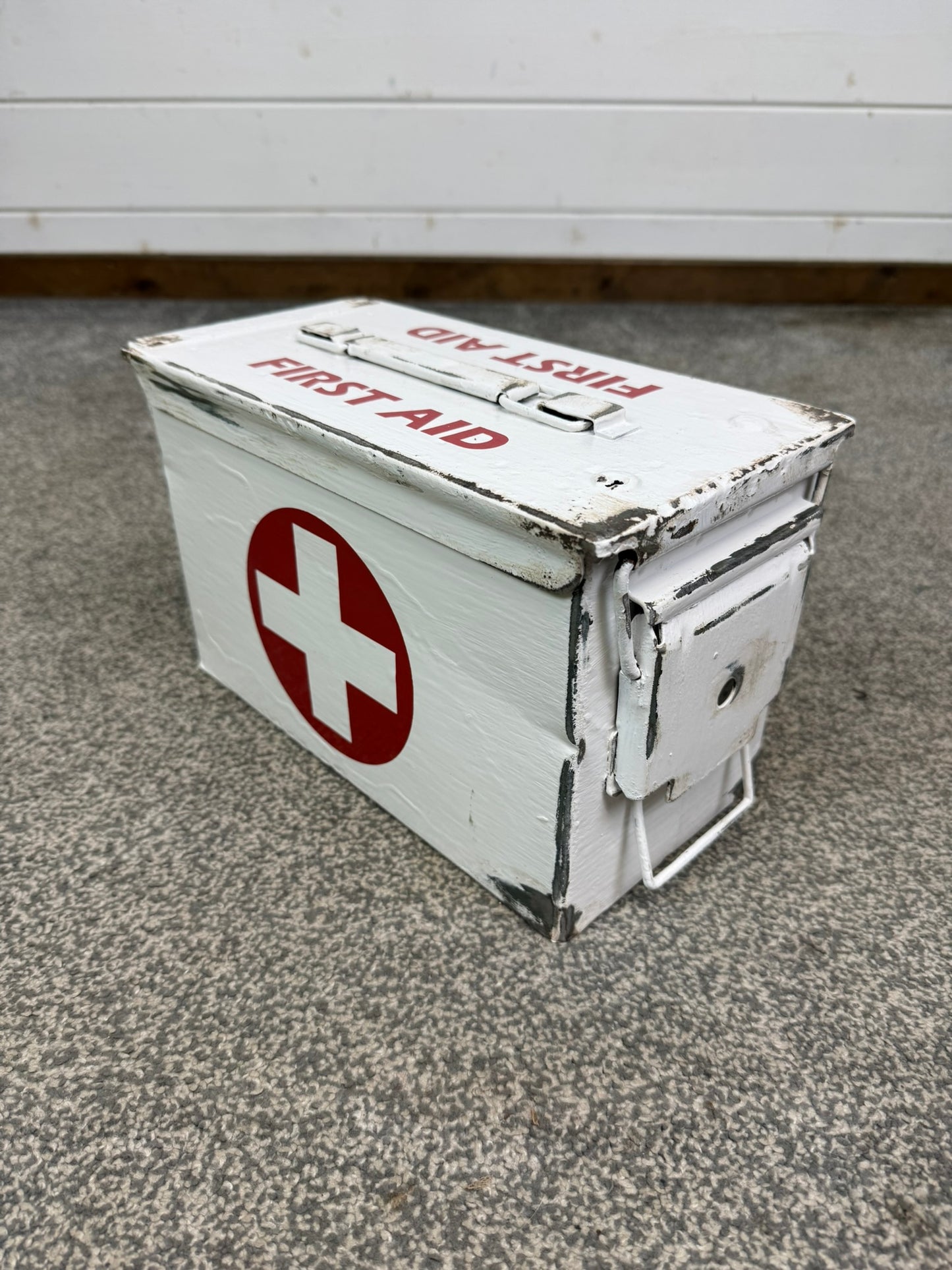 Metal First Aid Ammo Box 50cal Army Medic Distressed Reclaimed Industrial Decor
