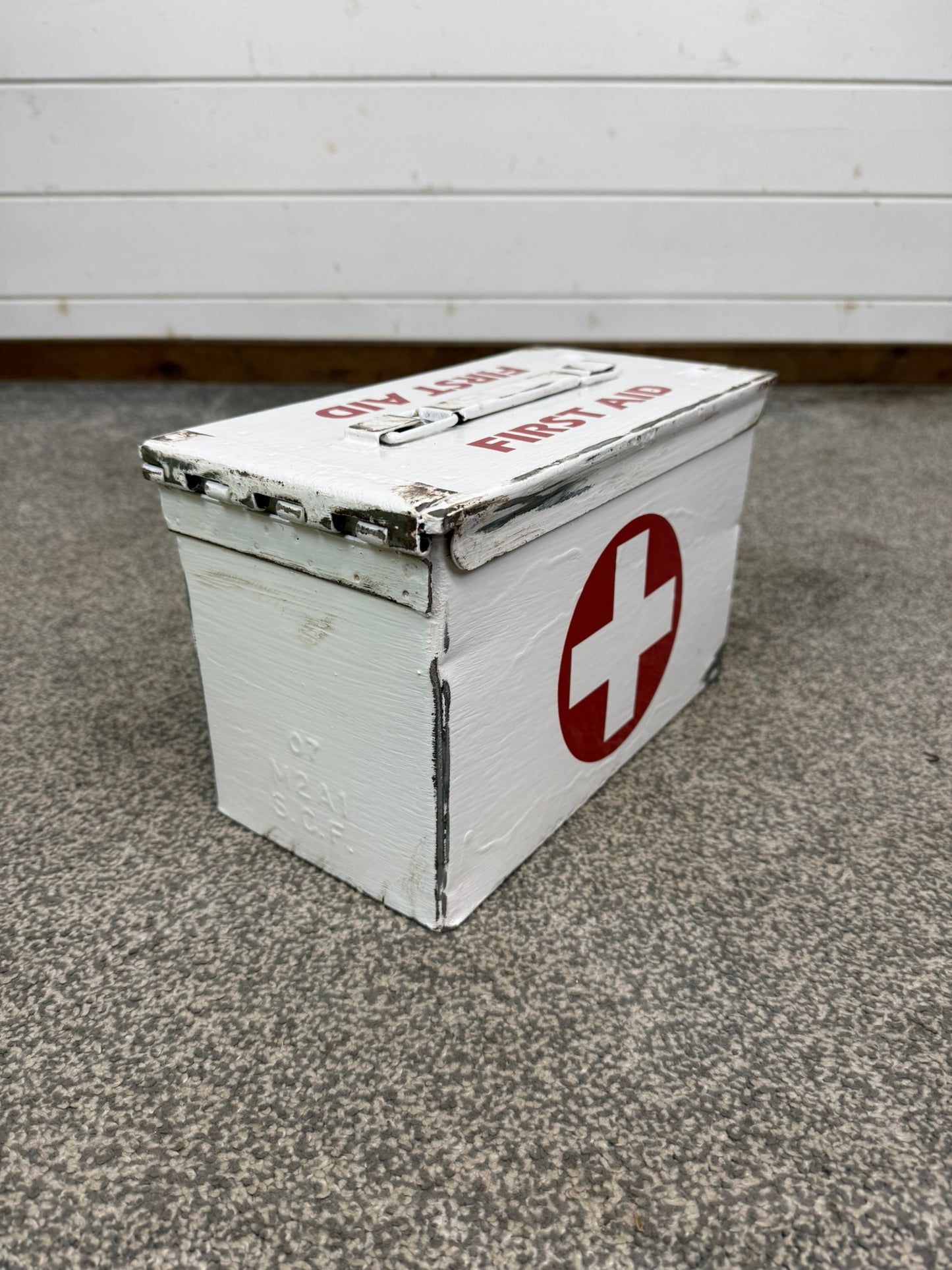 Metal First Aid Ammo Box 50cal Army Medic Distressed Reclaimed Industrial Decor