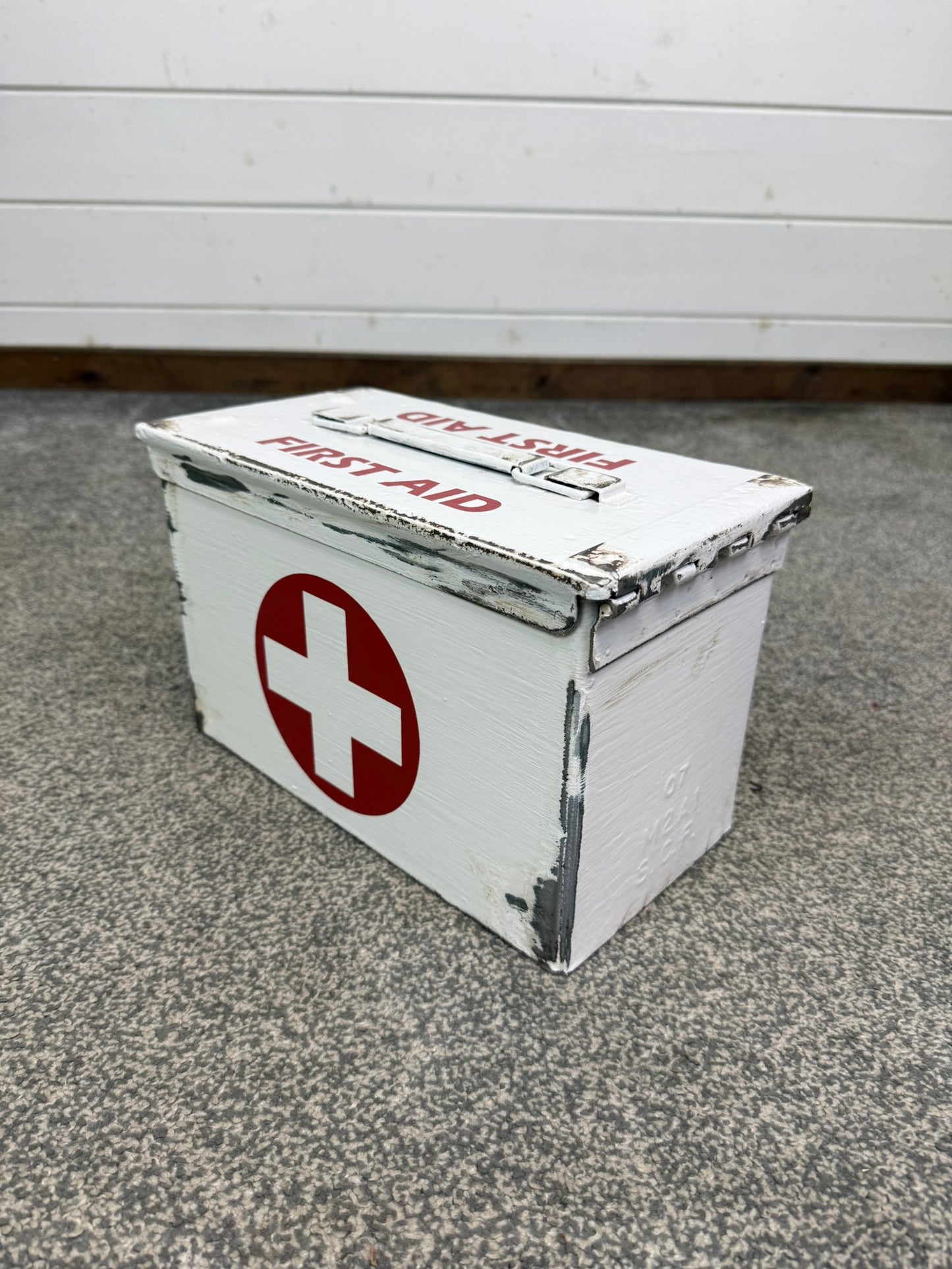 Metal First Aid Ammo Box 50cal Army Medic Distressed Reclaimed Industrial Decor