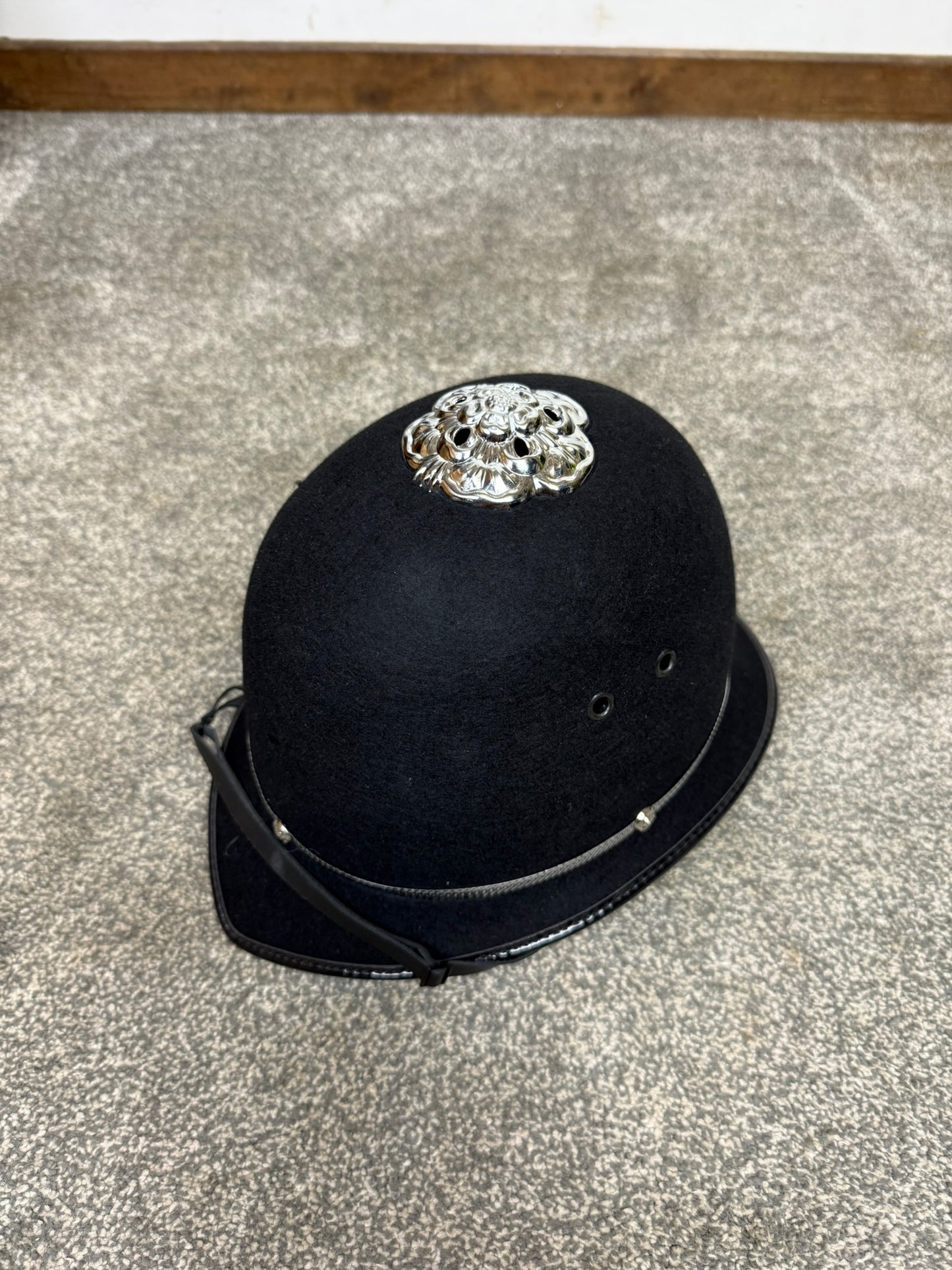Ex Police Bobby Helmet Rose Top Custodian Hat Collectors Film Display