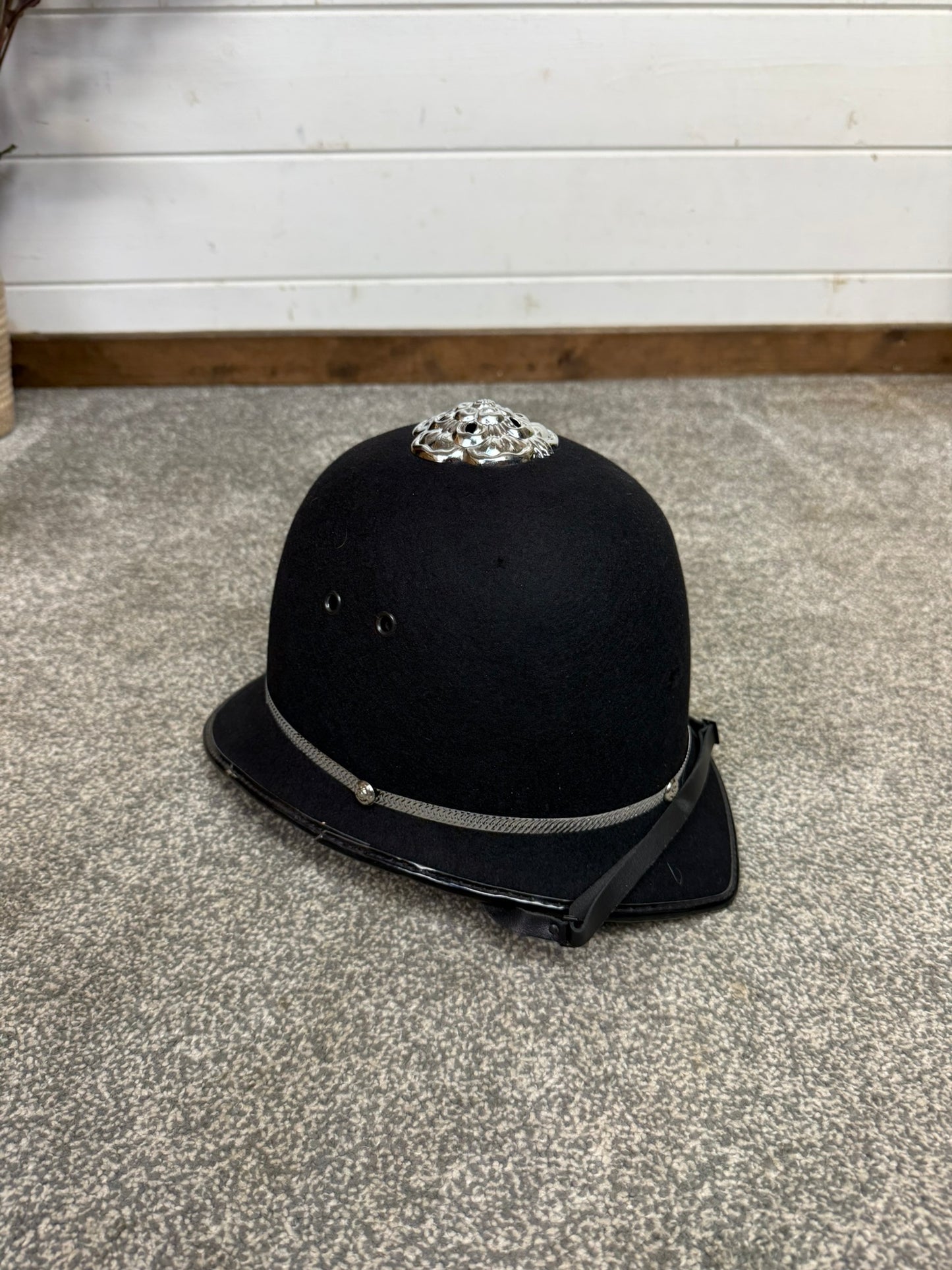 Ex Police Bobby Helmet Rose Top Custodian Hat Collectors Film Display