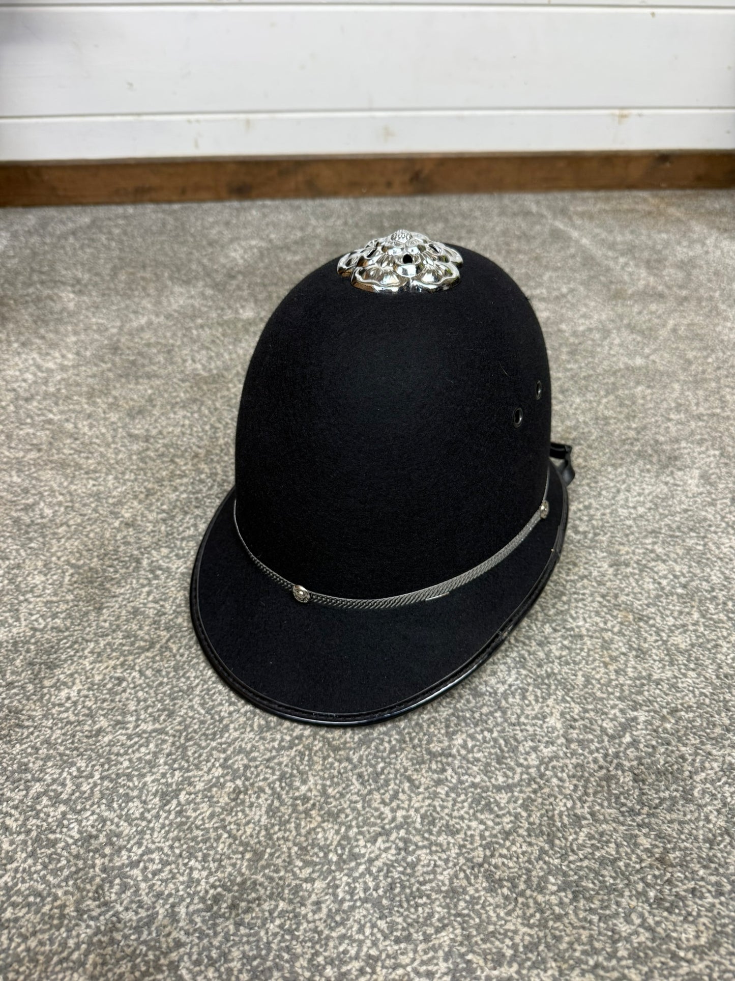 Ex Police Bobby Helmet Rose Top Custodian Hat Collectors Film Display