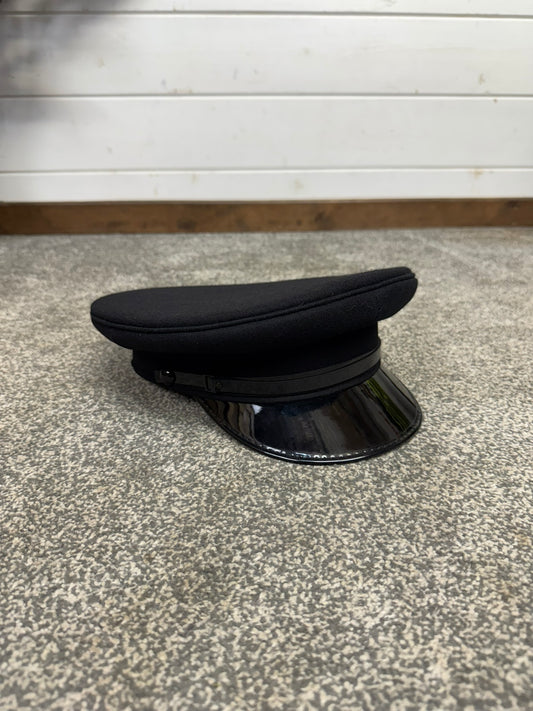 Ex Police Black Peak Cap 55cm Genuine Issue Chauffeur Fancy Dress Film Prop Collectible