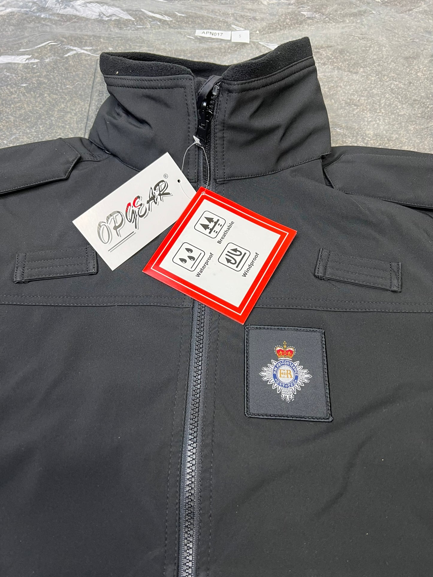 NEW Ex Prison Uniform Black Softshell Jacket Waterproof Breathable Security SMALL