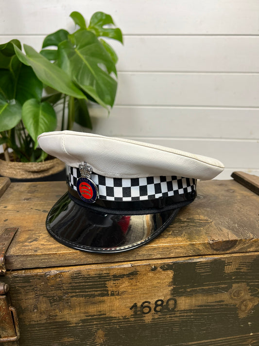 Vintage Ex Essex Police Traffic Officers Peak Cap 59cm Obsolete Badge Collector Film Prop Uniform Display