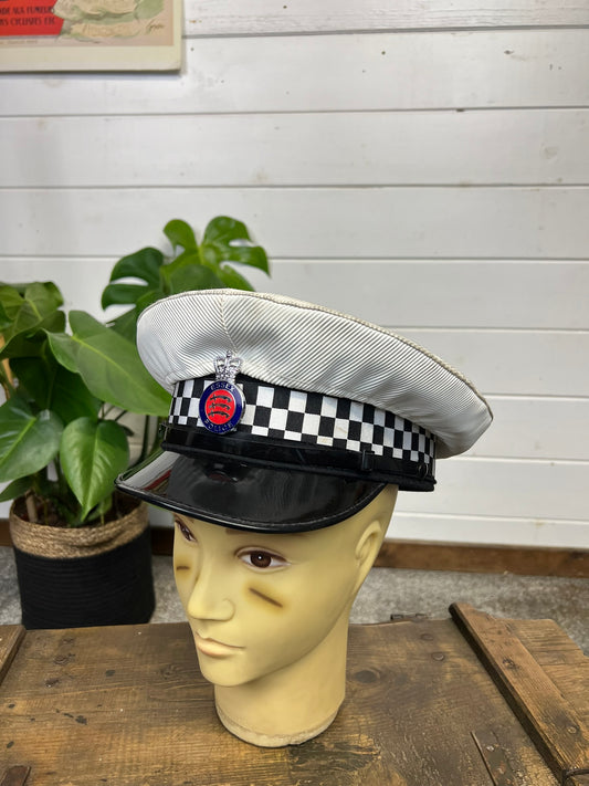 Vintage Ex Essex Police Traffic Officers Hat Peak Cap 59cm Obsolete Badge Collector Film Prop Uniform Display