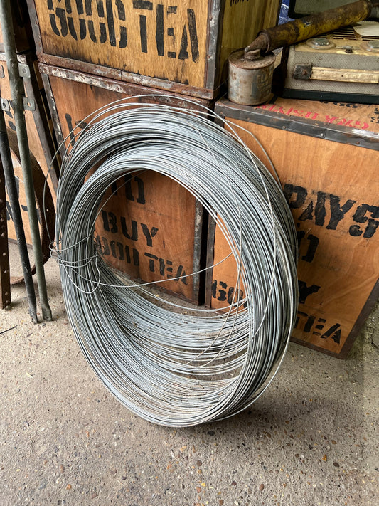 Vintage Galvanised Tension Line Wire Coil Roll Garden Plants Fencing 2-3mm