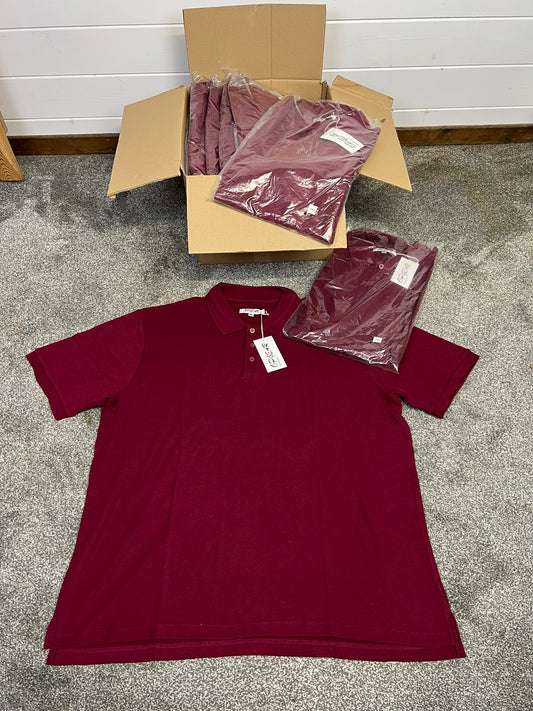 Box of 22x Burgundy Polo Shirts T-Shirt Job Lot Wholesale NEW - XXXL 3XL Resale Printing Car Boot Stock