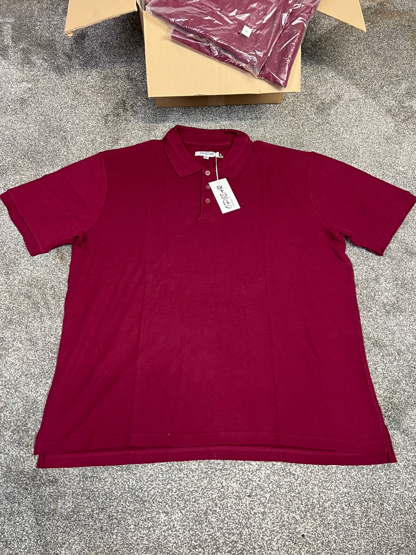 Box of 22x Burgundy Polo Shirts T-Shirt Job Lot Wholesale NEW - XXXL 3XL Resale Printing Car Boot Stock