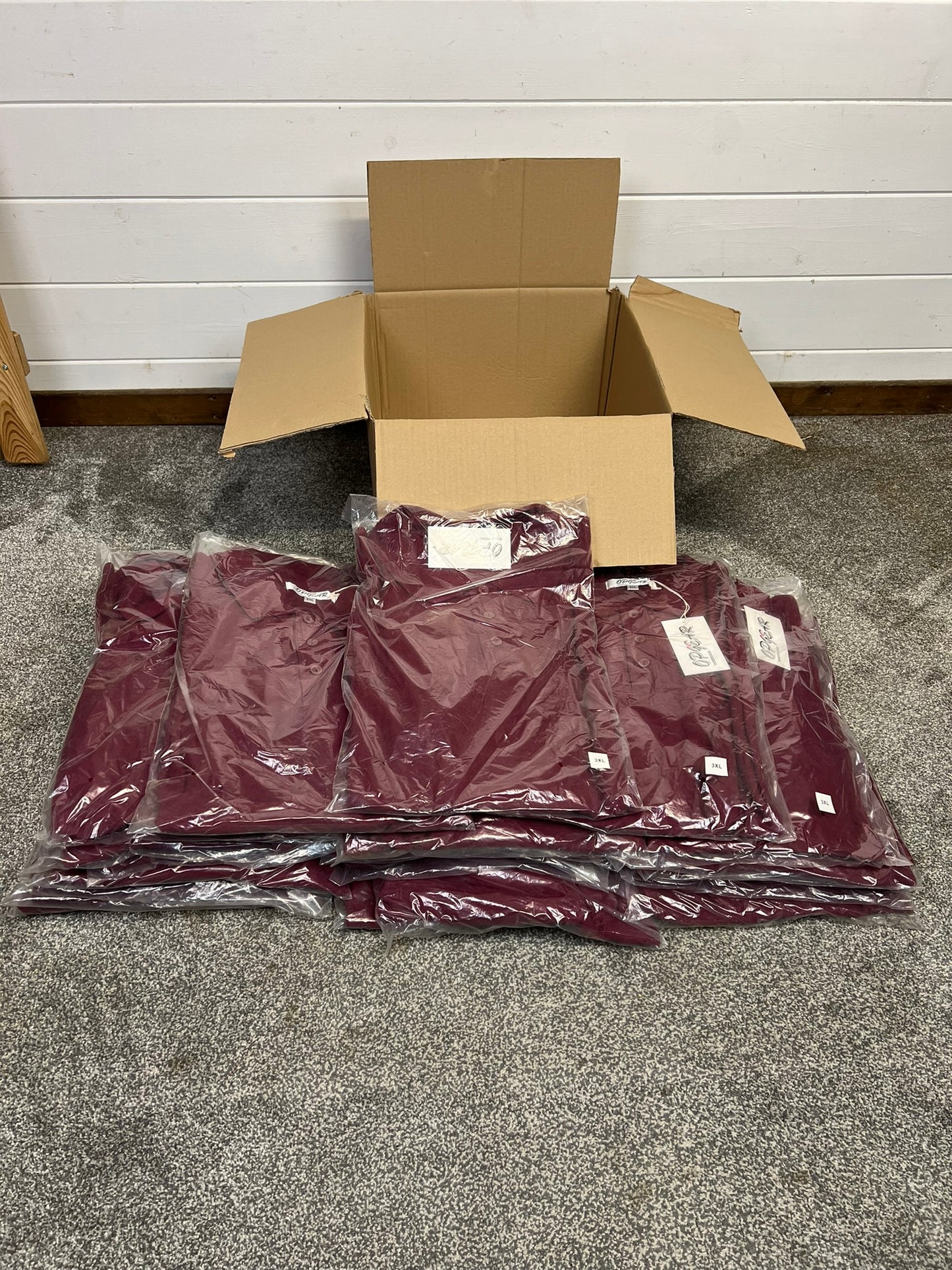 Box of 22x Burgundy Polo Shirts T-Shirt Job Lot Wholesale NEW - XXXL 3XL Resale Printing Car Boot Stock