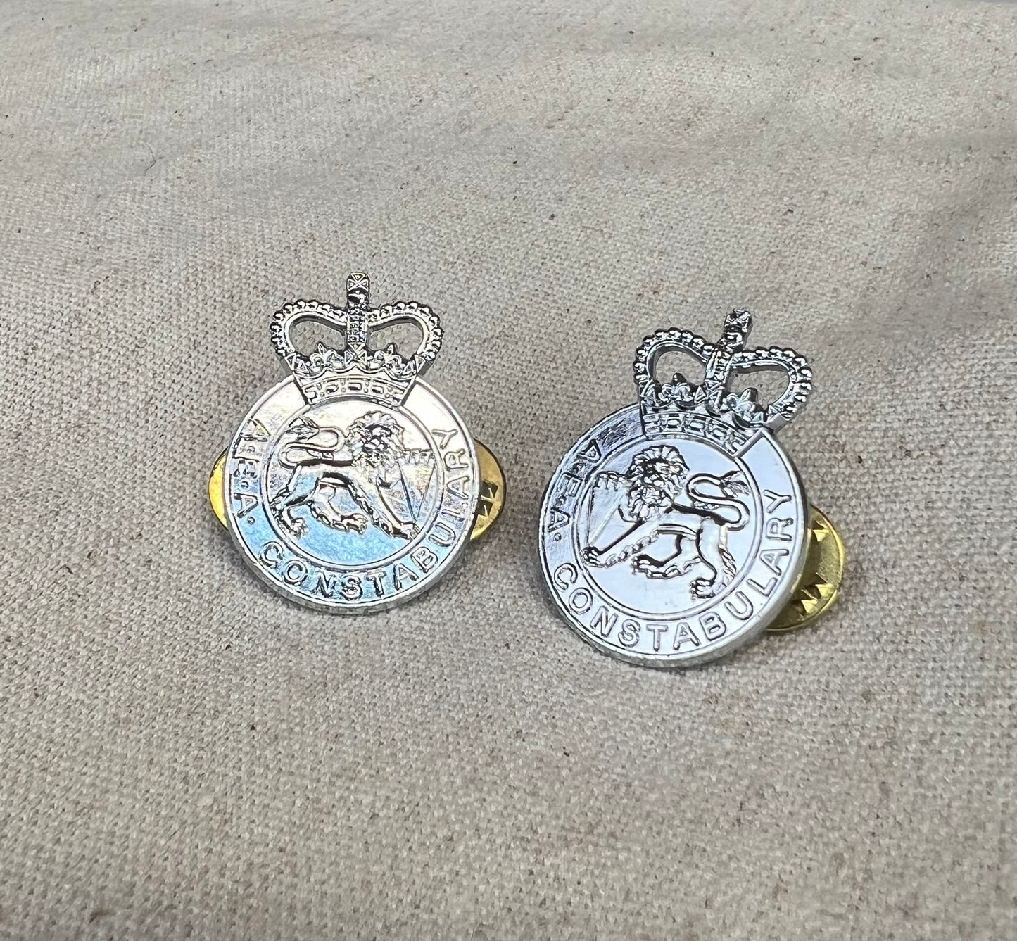 Rare AEA Atomic Energy Constabulary Collar Pin Badge PAIR Collectible Memorabilia