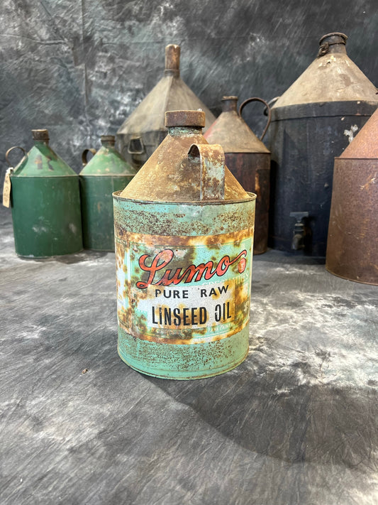 Vintage Lumo Metal Tin Can Rustic Shelf Display Farmhouse Patina Industrial Decor