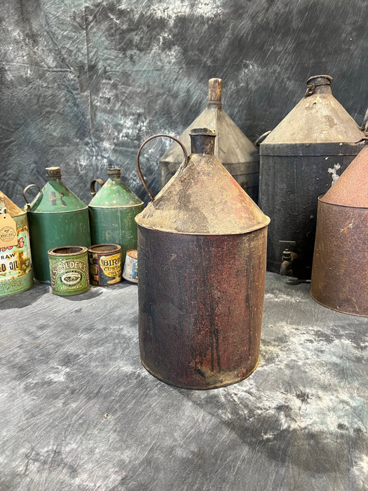 Vintage Metal Tin Can Rustic Industrial Garage Shelf Display Farmhouse Patina Decor