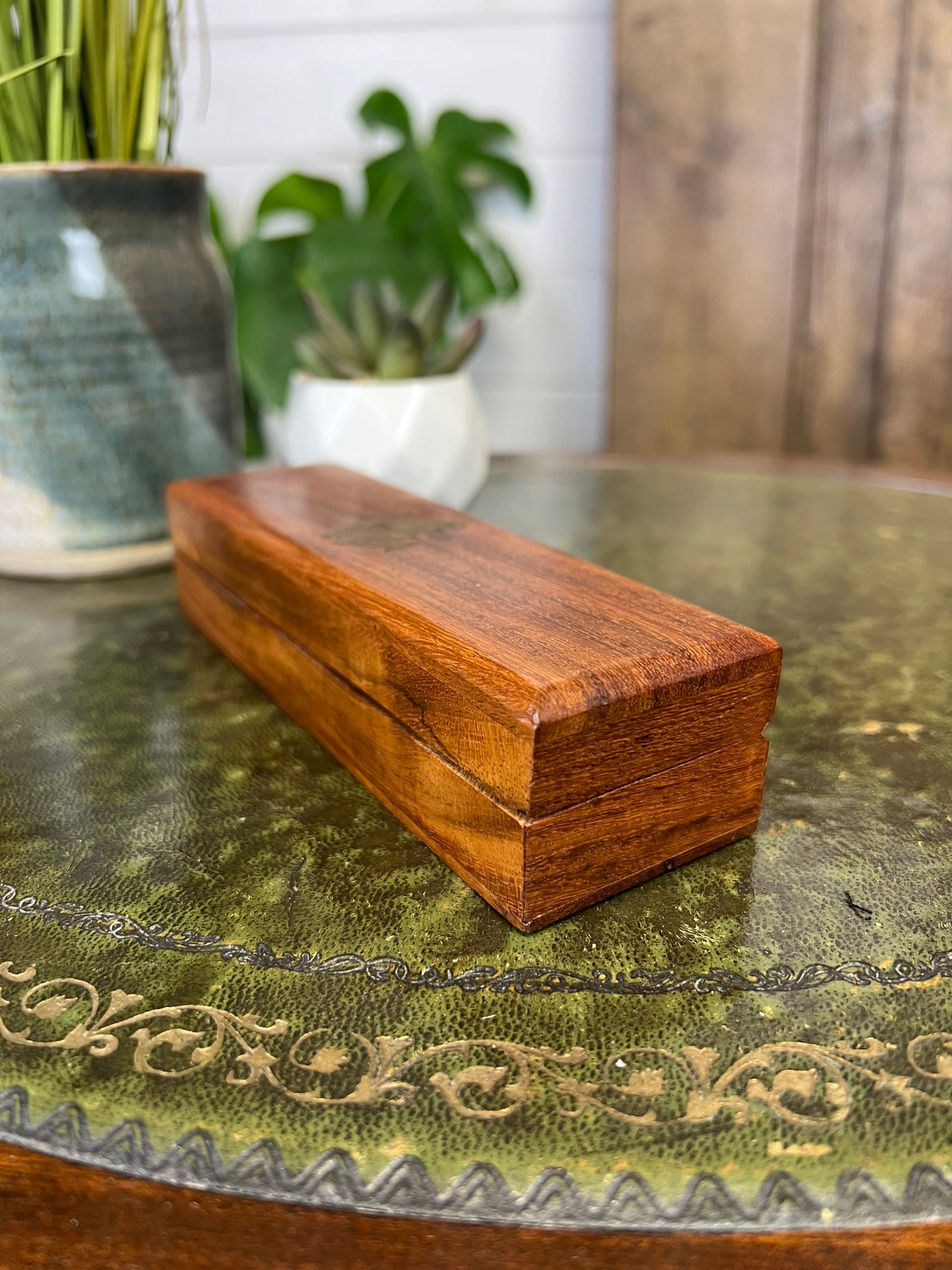 Vintage Royal Navy Wooden Storage Box Brass Inlay Anchor Nautical Maritime Watch Box