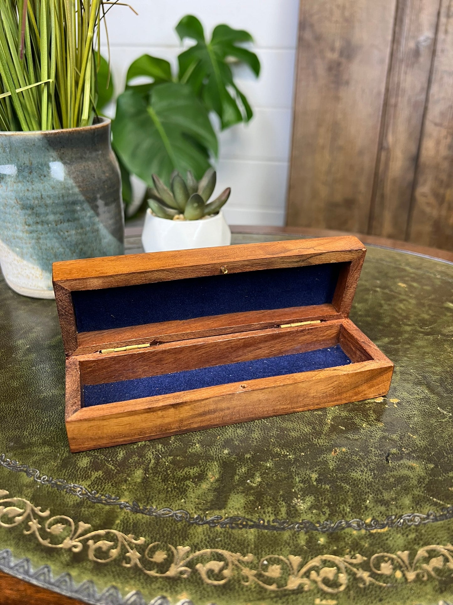 Vintage Royal Navy Wooden Storage Box Brass Inlay Anchor Nautical Maritime Watch Box