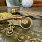 2x Vintage Brass & Copper Boatswain's Bosun’s Whistle Pipe Royal Navy Nautical