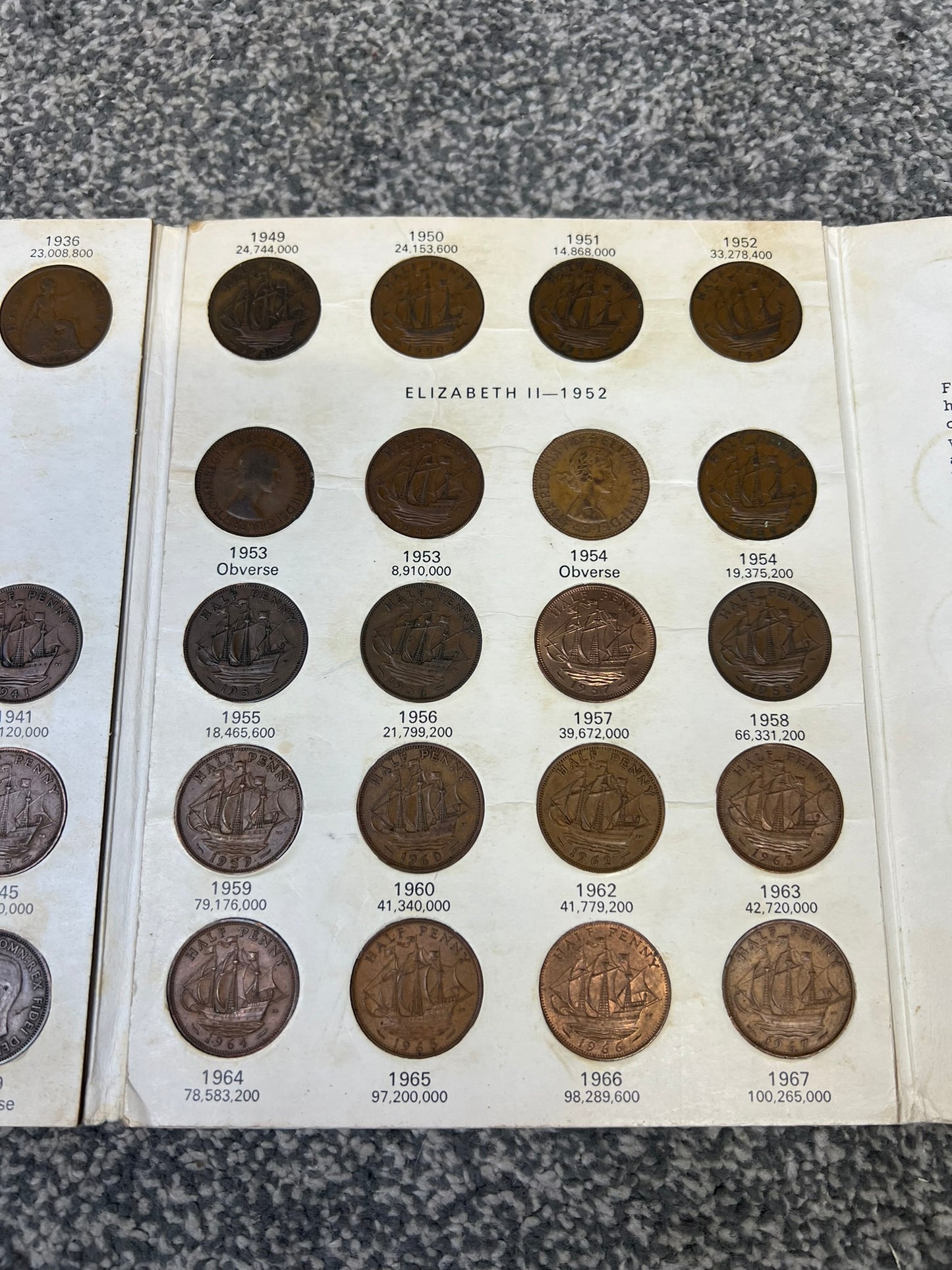 Coin Collectors Half Penny Folder Complete 1915 to 1967 Sandles No2.