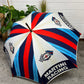 Vintage 70's Porsche Martini Racing Fabric Umbrella Rare Wooden Stick Collectible