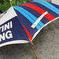 Vintage 70's Porsche Martini Racing Fabric Umbrella Rare Wooden Stick Collectible